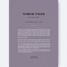 A professional and elegant cover page design for an academic paper