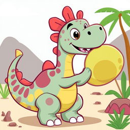 A cartoon dinosaur with a playful expression, featuring a large, exaggerated paw