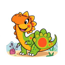 A cartoon dinosaur with a playful expression, featuring a large, exaggerated paw