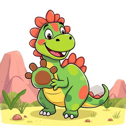 A cartoon dinosaur with a playful expression, featuring a large, exaggerated paw