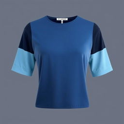 Women's top with a stylish design, featuring a combination of navy and soft blue colors