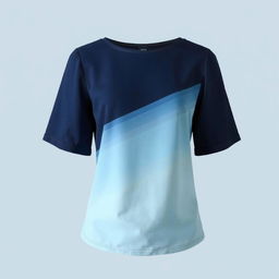 Women's top with a stylish design, featuring a combination of navy and soft blue colors