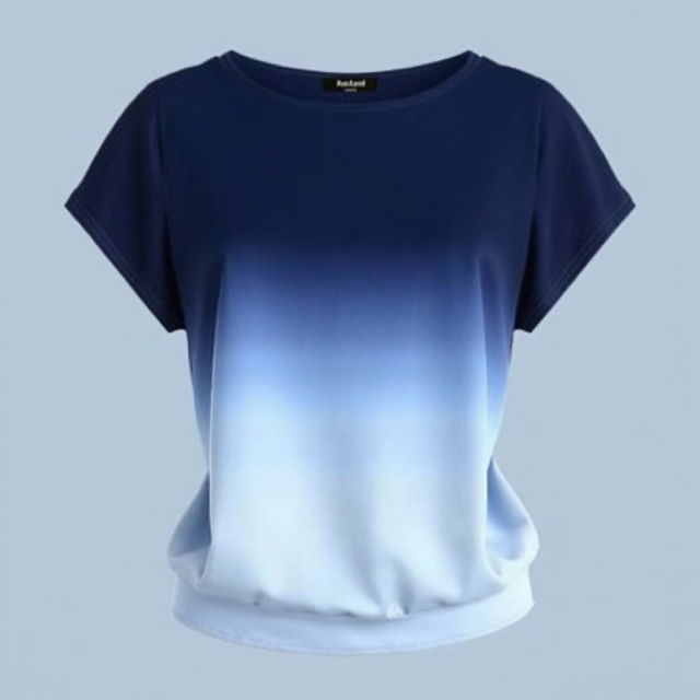 Women's top with a stylish design, featuring a combination of navy and soft blue colors