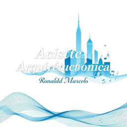 Create a cover art design featuring the text 'Acústica Arquitectónica' prominently displayed, with 'Ronald Marcelo' written elegantly below it