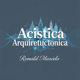 Create a cover art design featuring the text 'Acústica Arquitectónica' prominently displayed, with 'Ronald Marcelo' written elegantly below it