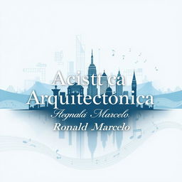 Create a cover art design featuring the text 'Acústica Arquitectónica' prominently displayed, with 'Ronald Marcelo' written elegantly below it