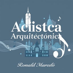 Create a cover art design featuring the text 'Acústica Arquitectónica' prominently displayed, with 'Ronald Marcelo' written elegantly below it