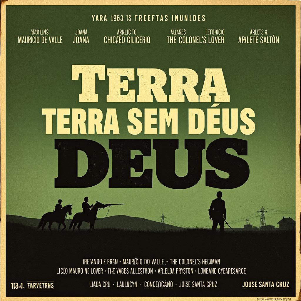 Create a vintage 1963 movie poster for "Terra sem Deus"