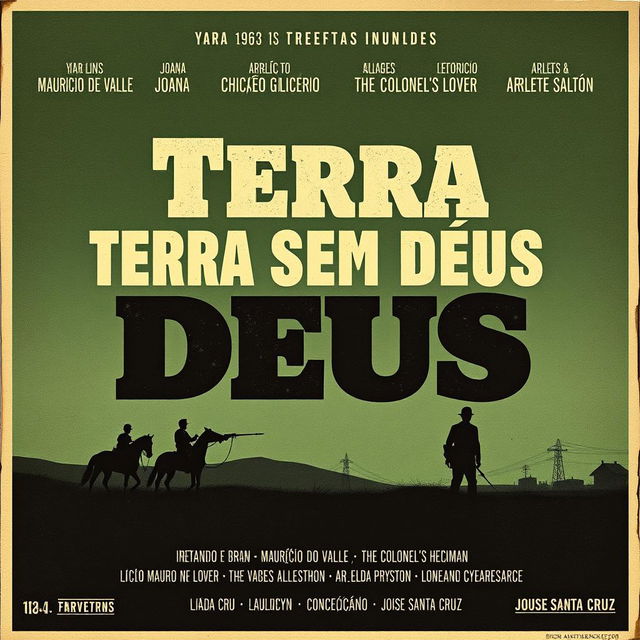 Create a vintage 1963 movie poster for "Terra sem Deus"