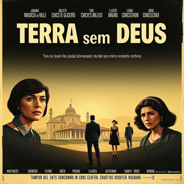 A vintage movie poster from 1963 for the film "Terra sem Deus" in a larger size, reflecting the artistic style and aesthetics of the early 60s