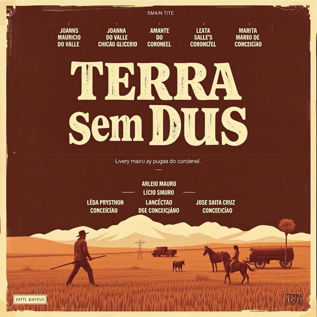 Create a vintage 1963 movie poster for "Terra sem Deus"