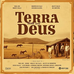 Create a vintage 1963 movie poster for "Terra sem Deus"