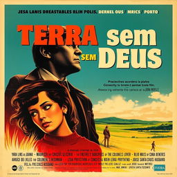 Create a vintage 1963 movie poster for "Terra sem Deus", a Brazilian drama film