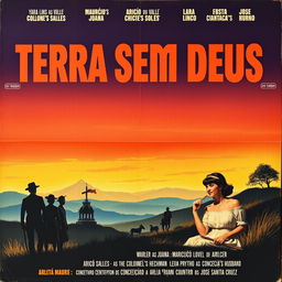 Create a vintage 1963 movie poster for "Terra sem Deus", a Brazilian drama film