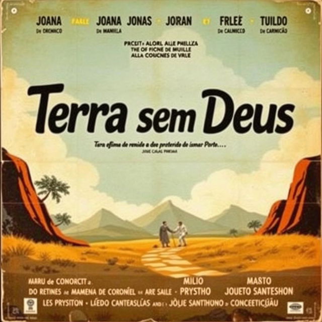 A vintage-style poster from 1963 showcasing the Brazilian drama film "Terra sem Deus"