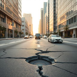 An innovative urban road scene demonstrating the use of self-healing materials