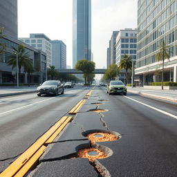 An innovative urban road scene demonstrating the use of self-healing materials