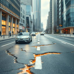 An innovative urban road scene demonstrating the use of self-healing materials