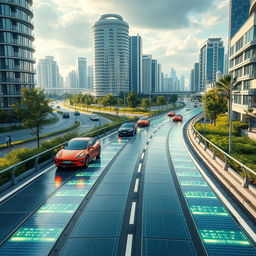 A futuristic road designed to generate electricity from passing vehicles