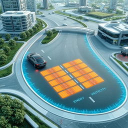 A futuristic road designed to generate electricity from passing vehicles