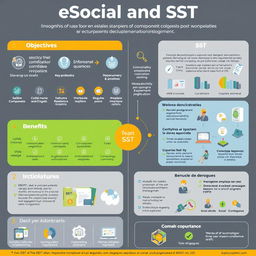 A detailed infographic on eSocial and SST implementation and management