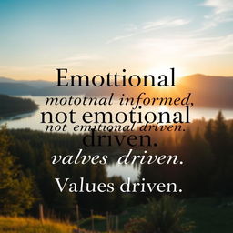 A motivational poster with the text "Emotional informed, not emotional driven
