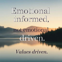 A motivational poster with the text "Emotional informed, not emotional driven