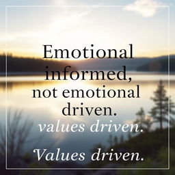 A motivational poster with the text "Emotional informed, not emotional driven