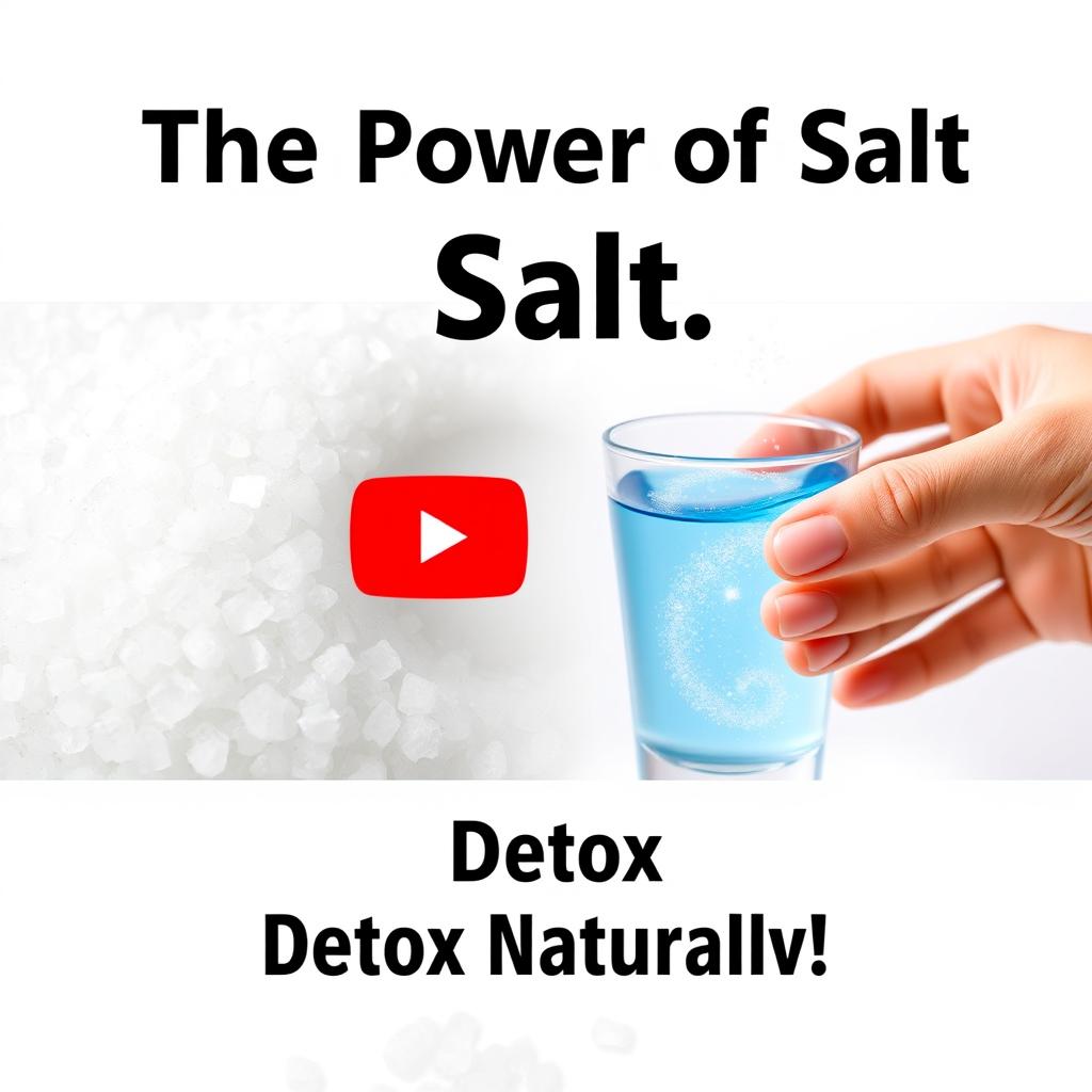 A dynamic and eye-catching YouTube thumbnail featuring a close-up of coarse sea salt crystals, glistening with subtle sparkles to convey their cleansing power