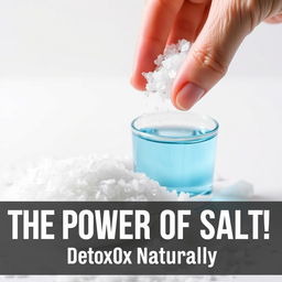 A dynamic and eye-catching YouTube thumbnail featuring a close-up of coarse sea salt crystals, glistening with subtle sparkles to convey their cleansing power