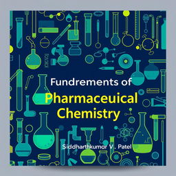 A book cover design for 'Fundamentals of Pharmaceutical Chemistry' by Siddharthkumar V