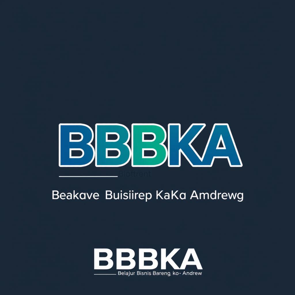 A creative and impactful logo design for "BBBKA (Belajar Bisnis Bareng Ko Andrew)", incorporating elements that represent business learning and growth