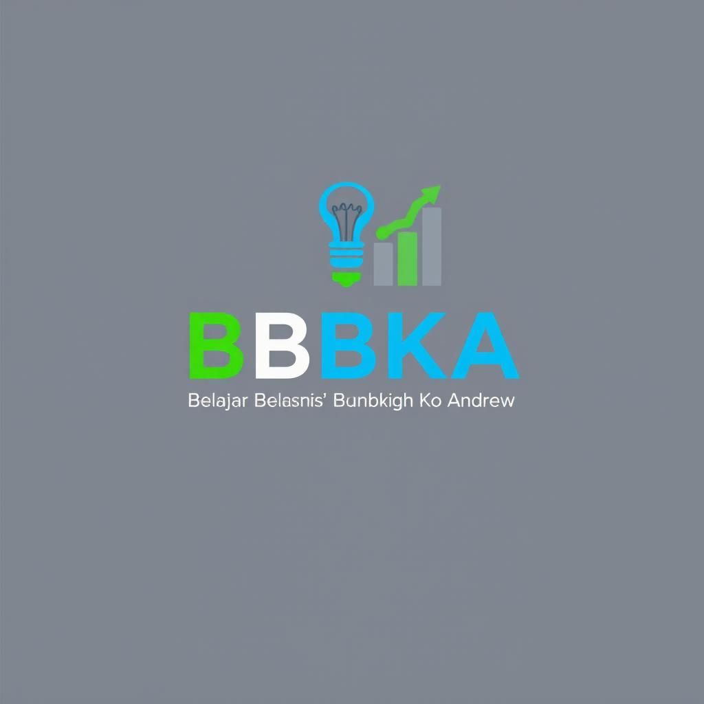 A creative and impactful logo design for "BBBKA (Belajar Bisnis Bareng Ko Andrew)", incorporating elements that represent business learning and growth