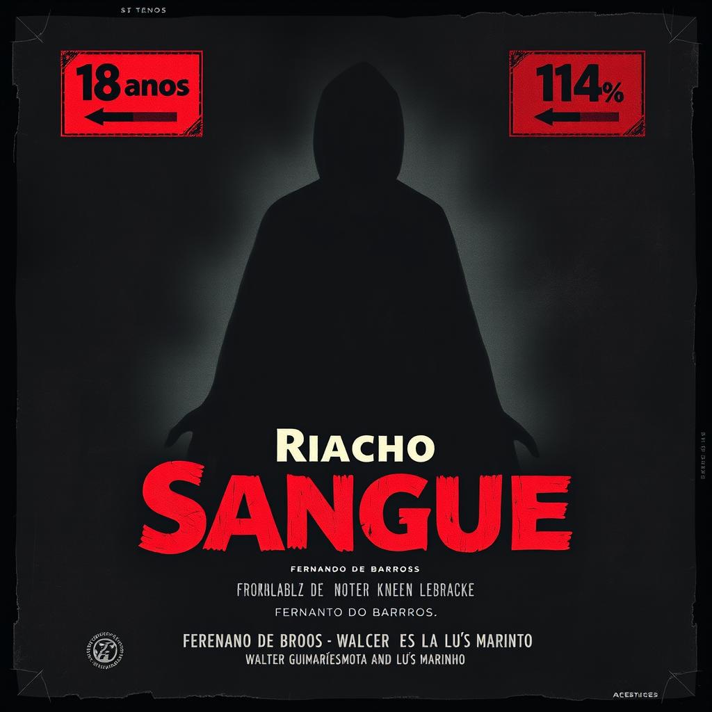 A poster for a horror and suspense movie titled "Riacho do Sangue," directed by Fernando de Barros in 1966