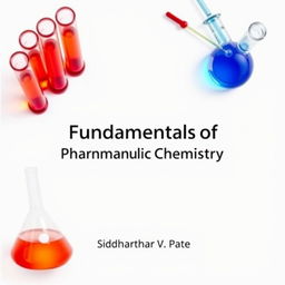 A book cover design for 'Fundamentals of Pharmaceutical Chemistry' by Siddharthkumar V