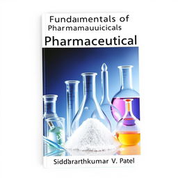 A portrait A4 book cover design titled "Fundamentals of Pharmaceutical Chemistry" by Siddharthkumar V