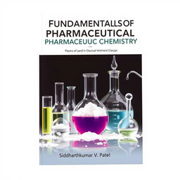 A portrait A4 book cover design titled "Fundamentals of Pharmaceutical Chemistry" by Siddharthkumar V