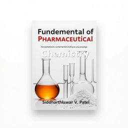 A portrait A4 book cover design titled "Fundamentals of Pharmaceutical Chemistry" by Siddharthkumar V