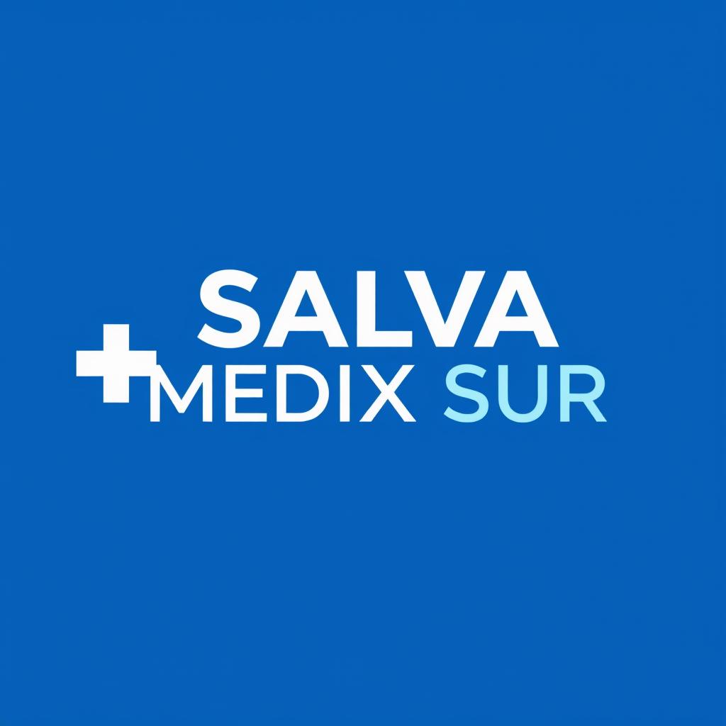 Logo design for a clinical laboratory named SALVA MEDIX SUR, featuring the following colors: electric blue, white, light blue, and black