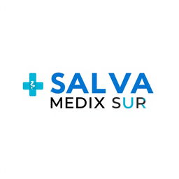 Logo design for a clinical laboratory named SALVA MEDIX SUR, featuring the following colors: electric blue, white, light blue, and black