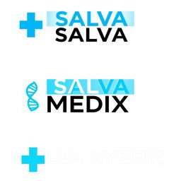 Logo design for a clinical laboratory named SALVA MEDIX SUR, featuring the following colors: electric blue, white, light blue, and black