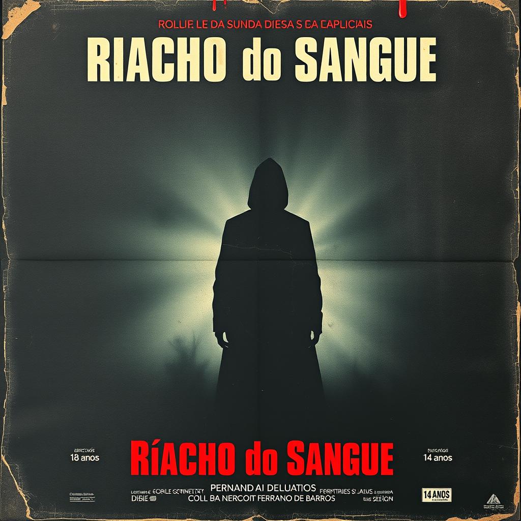 A vintage 1966 film poster for "Riacho do Sangue", a horror and suspense movie directed by Fernando de Barros