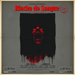 A vintage 1966 film poster for "Riacho do Sangue", a horror and suspense movie directed by Fernando de Barros