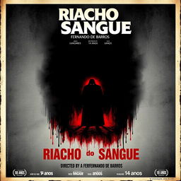 A vintage 1966 film poster for "Riacho do Sangue", a horror and suspense movie directed by Fernando de Barros