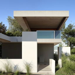 A simple, modern house design with clean lines, minimalistic features, and abundant natural light.