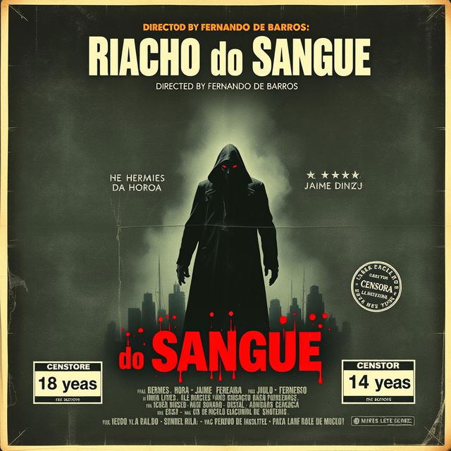 A vintage movie poster for the 1966 film "Riacho do Sangue" directed by Fernando de Barros