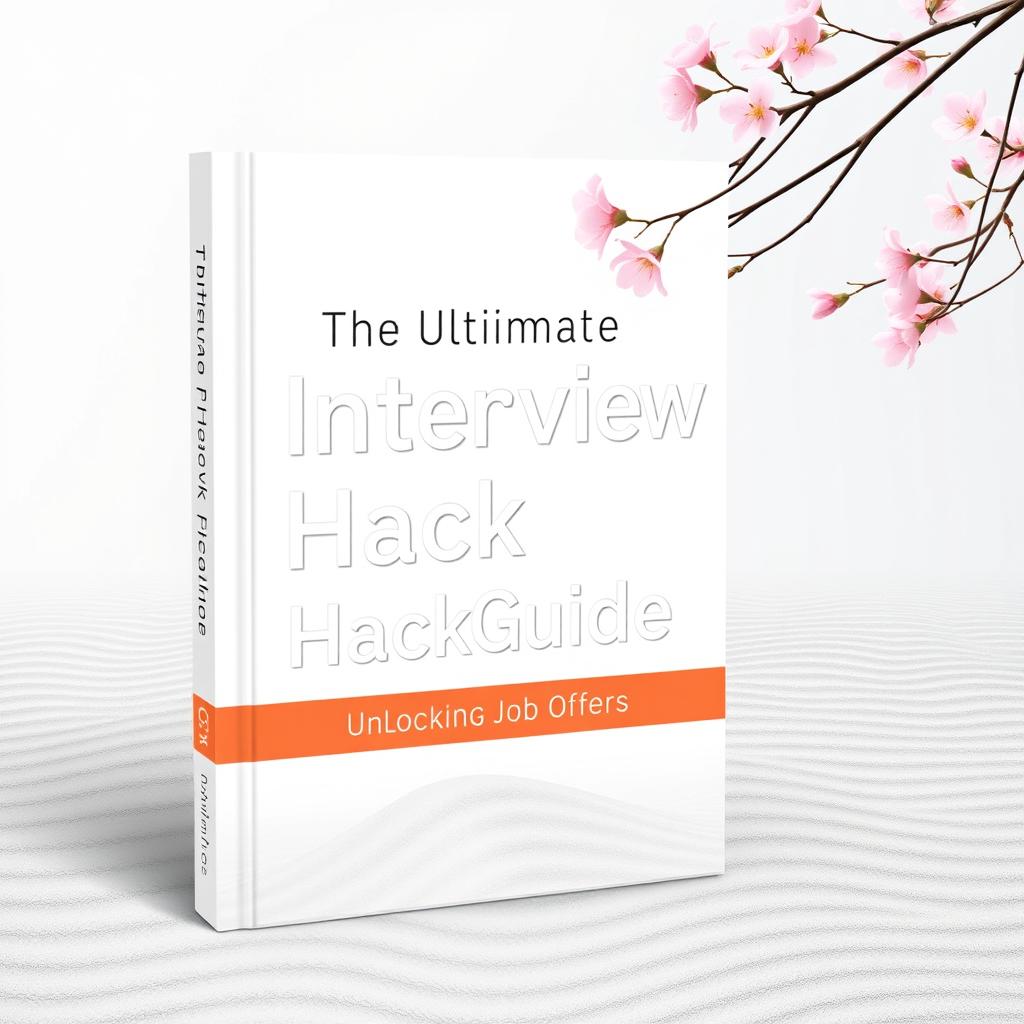 Book cover design for "The Ultimate Interview Hack Guide - Unlocking Job Offers" featuring a Japanese zen minimalist style