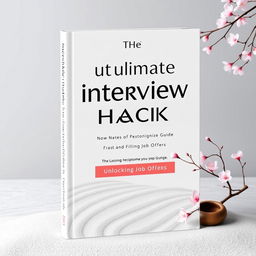 Book cover design for "The Ultimate Interview Hack Guide - Unlocking Job Offers" featuring a Japanese zen minimalist style