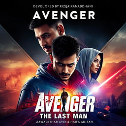 A movie poster titled 'Avenger: The Last Man', developed by Rizqiramadhani and starring actors Awalakthar and Haifa Adibah