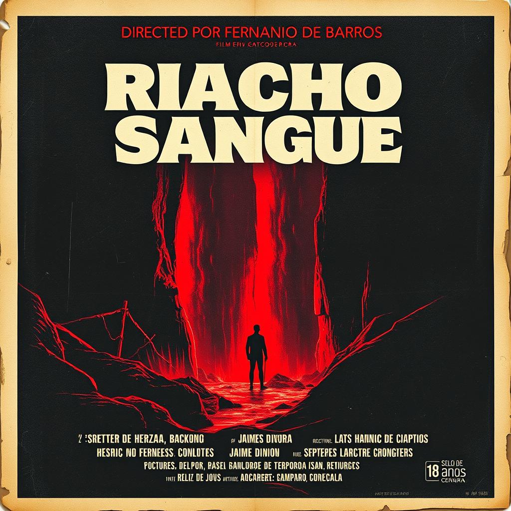 Um pôster vintage para o filme de 1966, "Riacho do Sangue", dirigido por Fernando de Barros